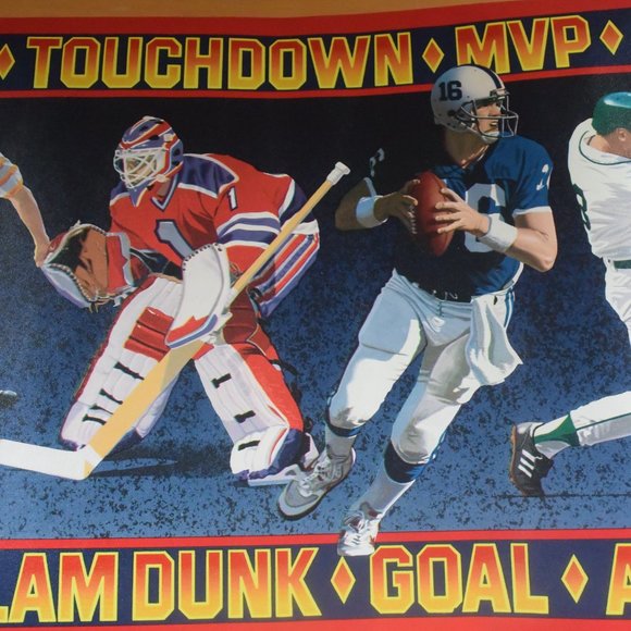 2 Rolls Vintage Sports-Themed Wallpaper Border - Picture 2 of 8